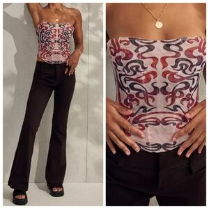 Miaou Perry Purple Perrie Sheer Mesh Graphic Goddess Corset Xs S